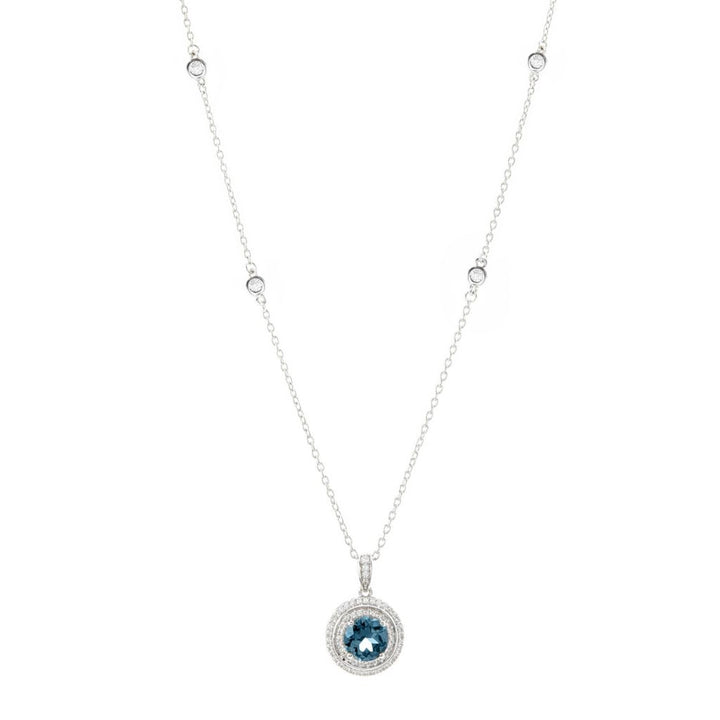 Gem Treasures Choice of 8mm Gemstone & White Zircon Station Necklace