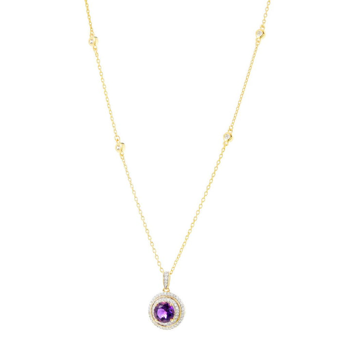 Gem Treasures Choice of 8mm Gemstone & White Zircon Station Necklace