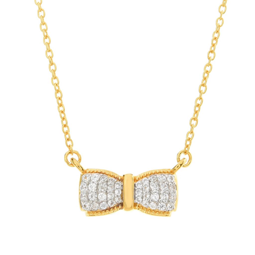 Jewels by Jorge Parez 0.16ctw White Zircon Bow Tie Pendant w/ Chain