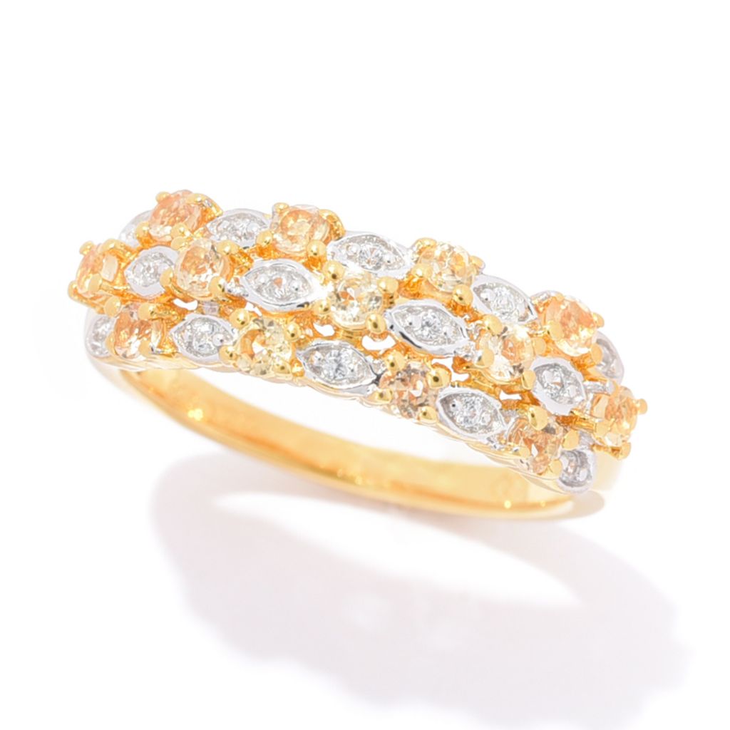 Gem Treasures 18K Vermeil 0.62ctw Imperial Topaz & White Zircon Ring