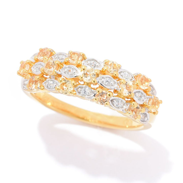 Gem Treasures 18K Vermeil 0.62ctw Imperial Topaz & White Zircon Ring