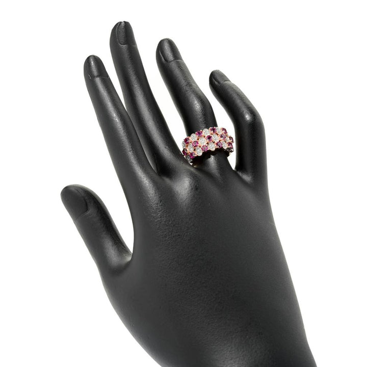 Gem Treasures 1.49ctw Purple Garnet & White Zircon Triple Row Ring