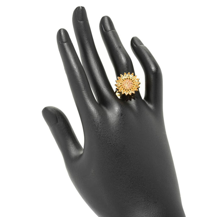 Gem Treasures 18K Vermeil 1.80ctw Citrine & Orange Sapphire Sunflower Ring