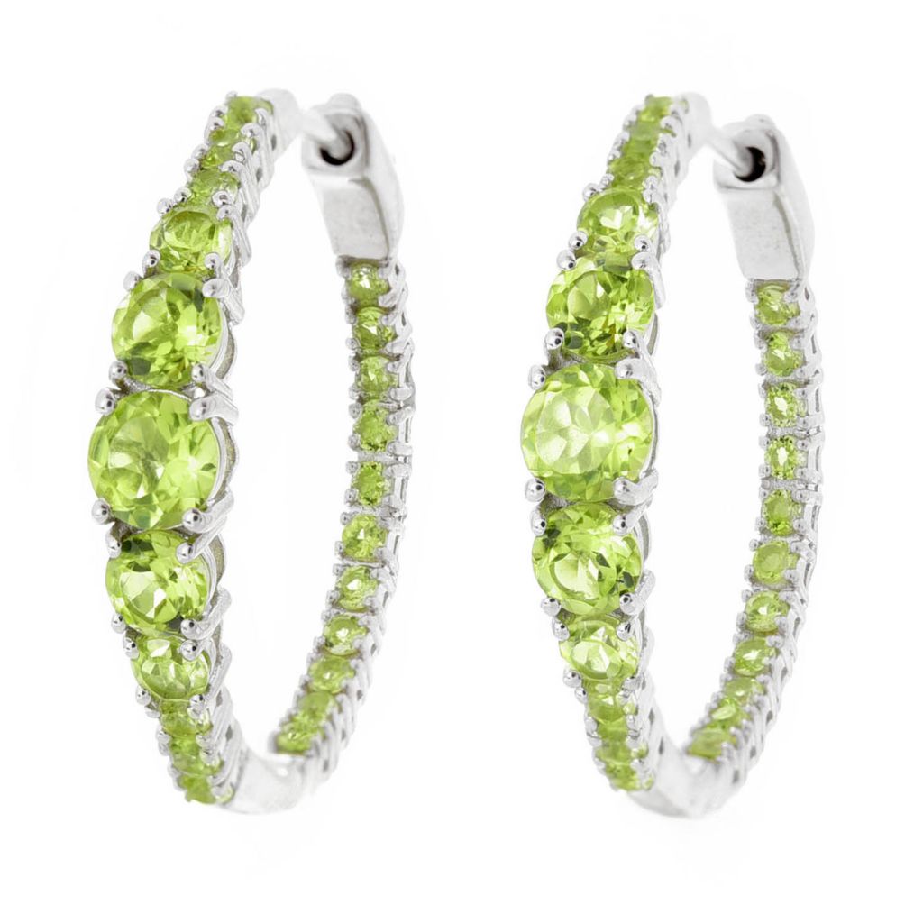 Gem Treasures Sterling Silver Choice of Gem Inside Out Hoop Earrings