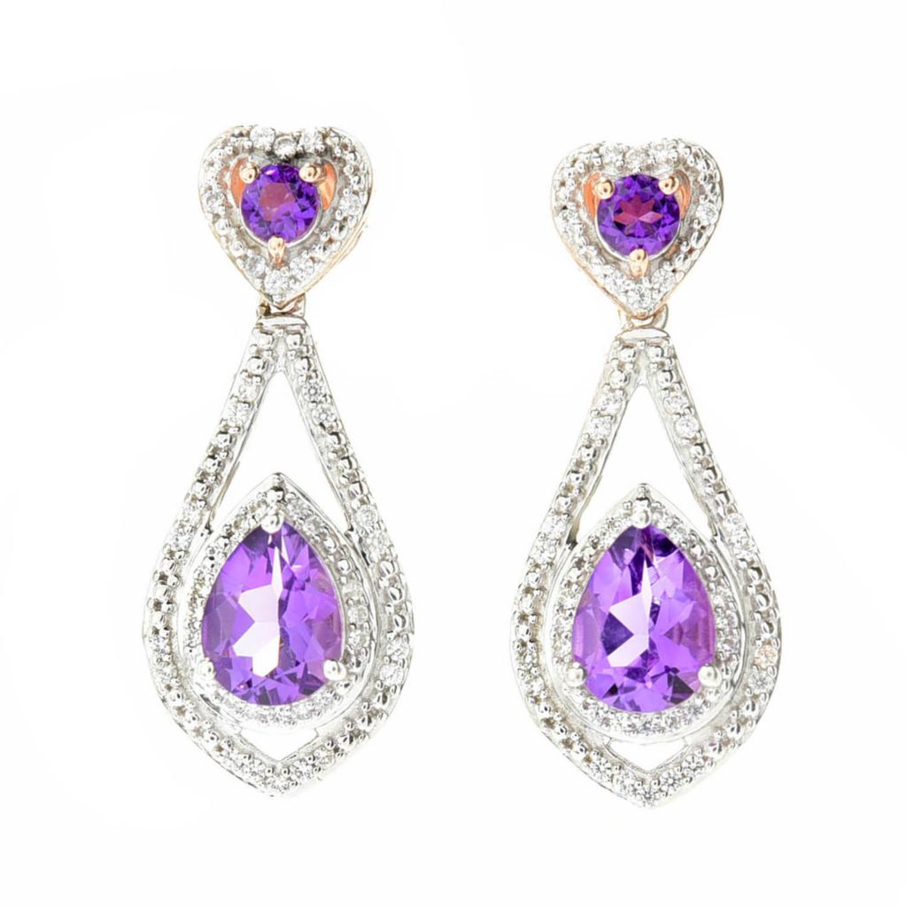 Gem Treasures 2.68ctw Pink & African Amethyst & White Zircon Earrings