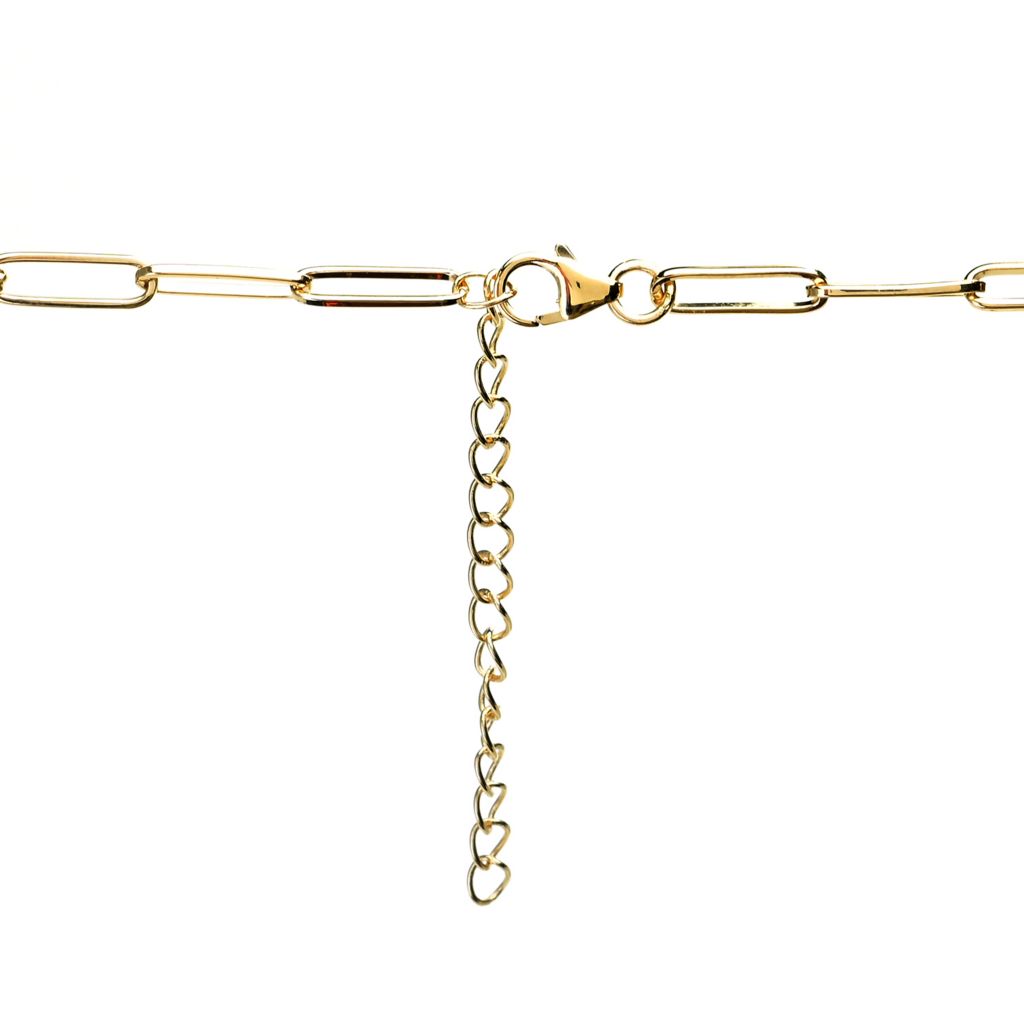 18K Gold Plated Choice of Length Arizona Peridot Paperclip Link Necklace