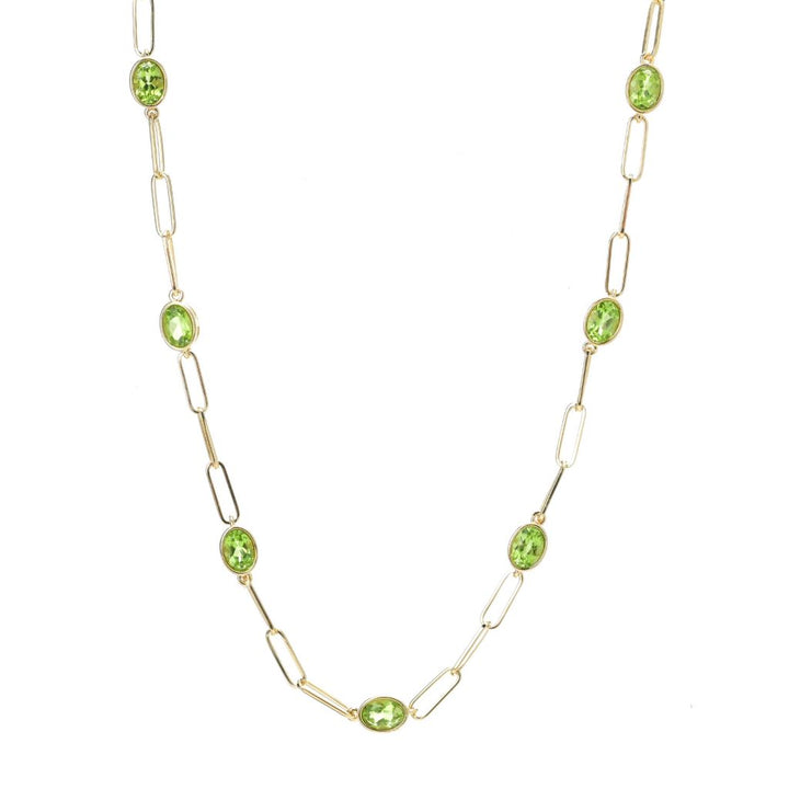 18K Gold Plated Choice of Length Arizona Peridot Paperclip Link Necklace