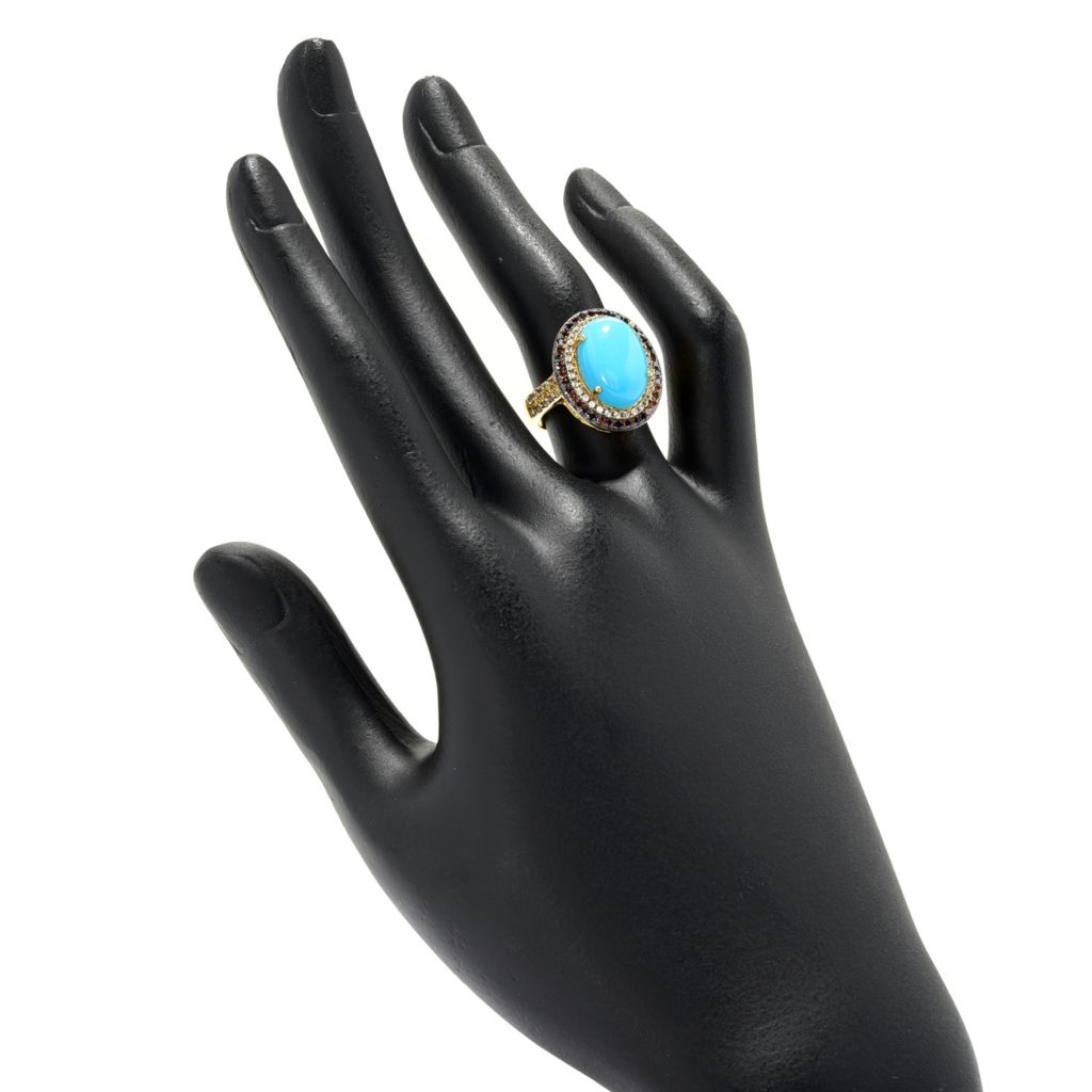 America's Gemstone 14x10mm Sleeping Beauty Turquoise & Fancy Diamond Ring