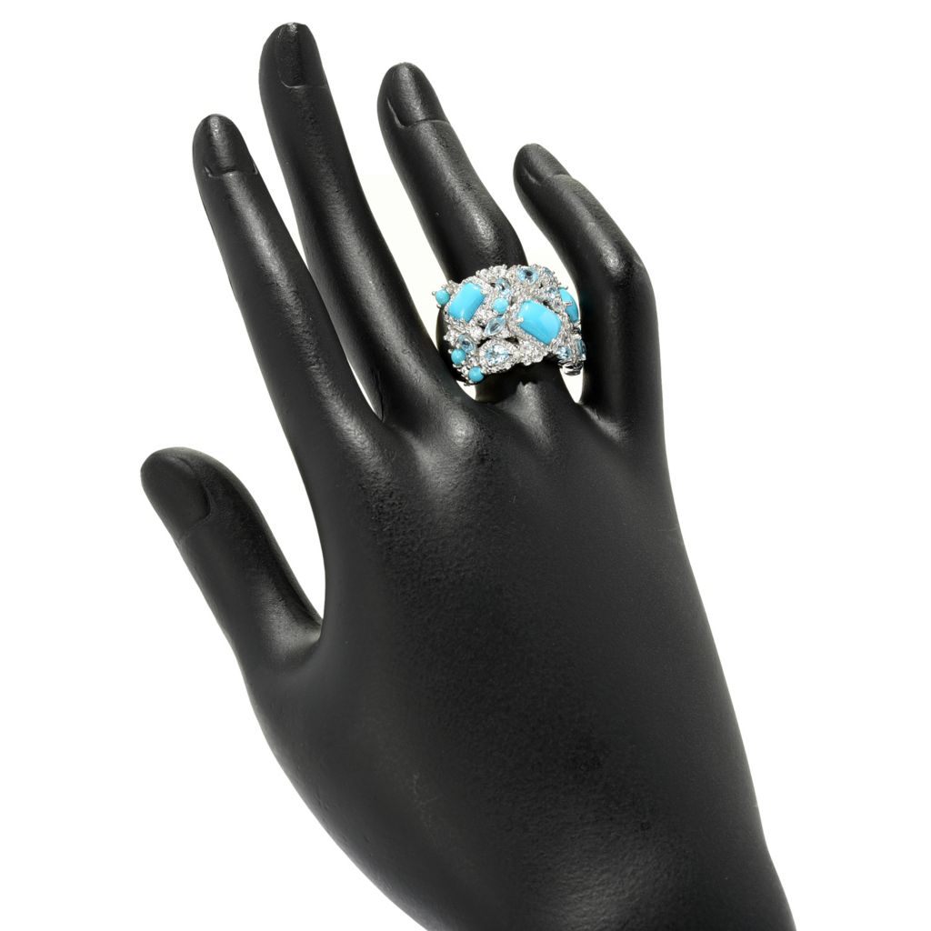 Gem Treasures Sleeping Beauty Turquoise, Topaz & Zircon Ring
