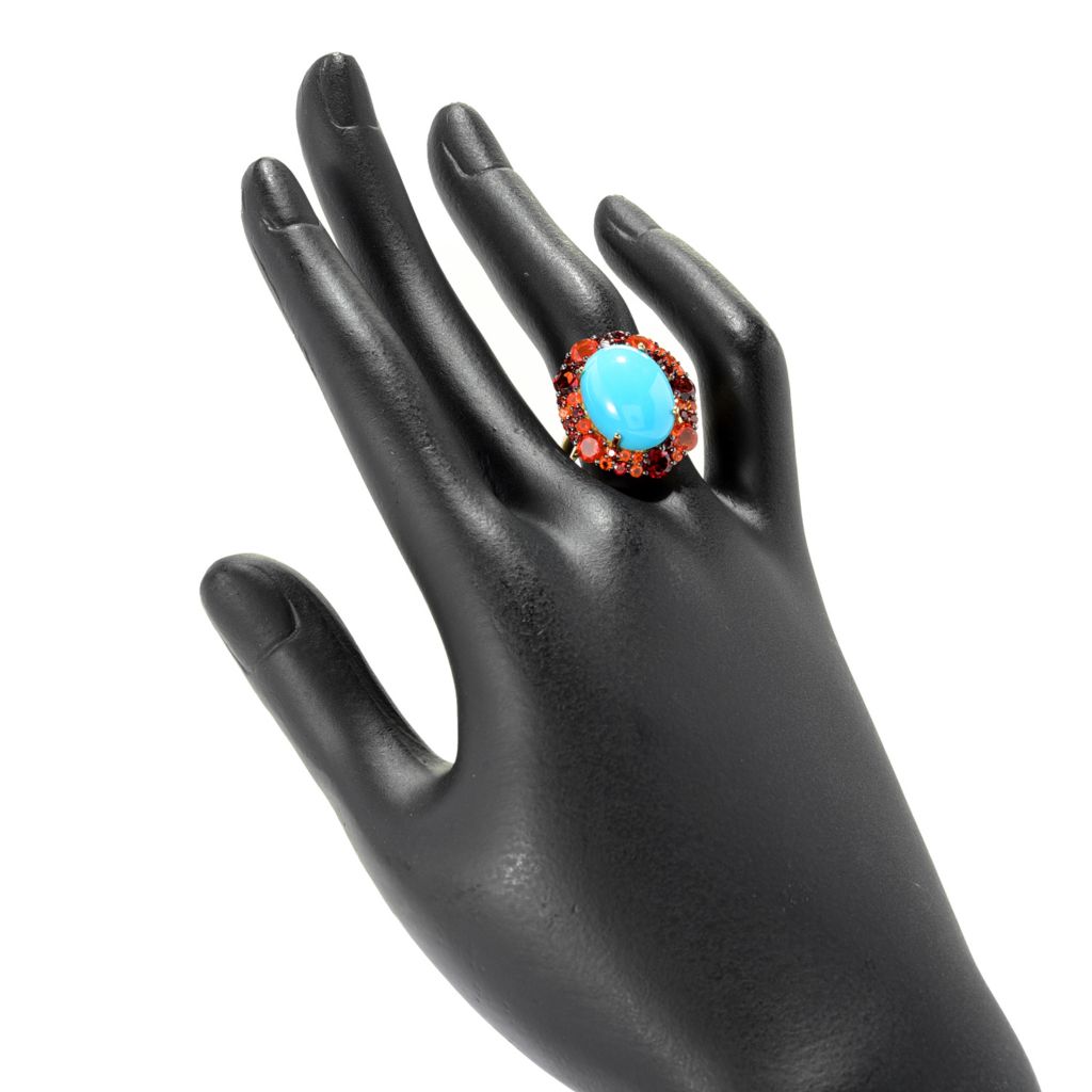 Gem Treasures 16x12mm Sleeping Beauty Turquoise & Choice of Gem Ring