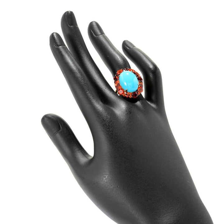 Gem Treasures 16x12mm Sleeping Beauty Turquoise & Choice of Gem Ring