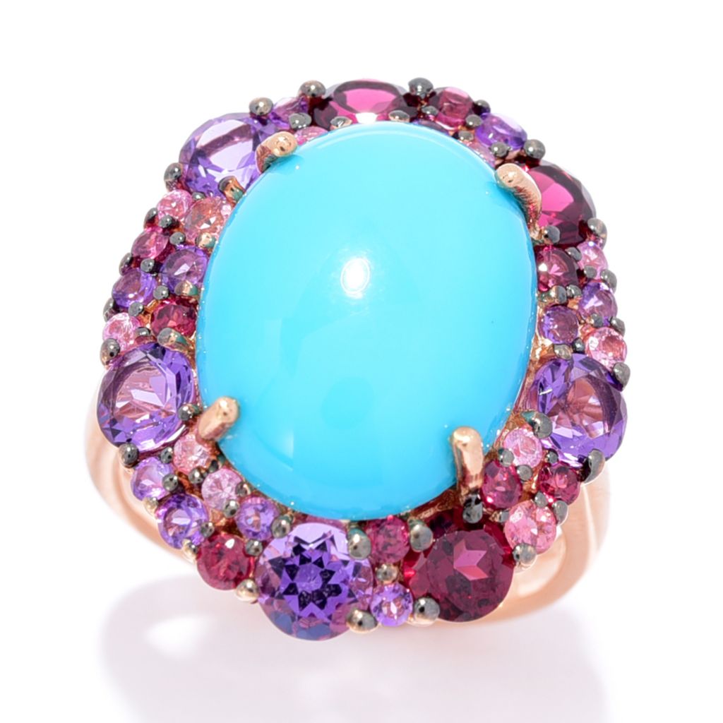 Gem Treasures 16x12mm Sleeping Beauty Turquoise & Choice of Gem Ring