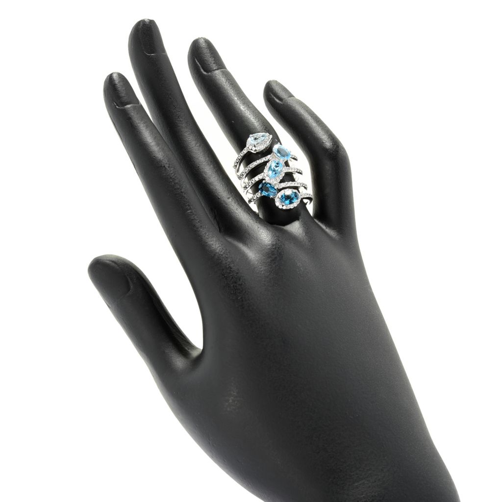 Gem Treasures Choice of Ombre Gem & White Zircon Linear Wrap Ring