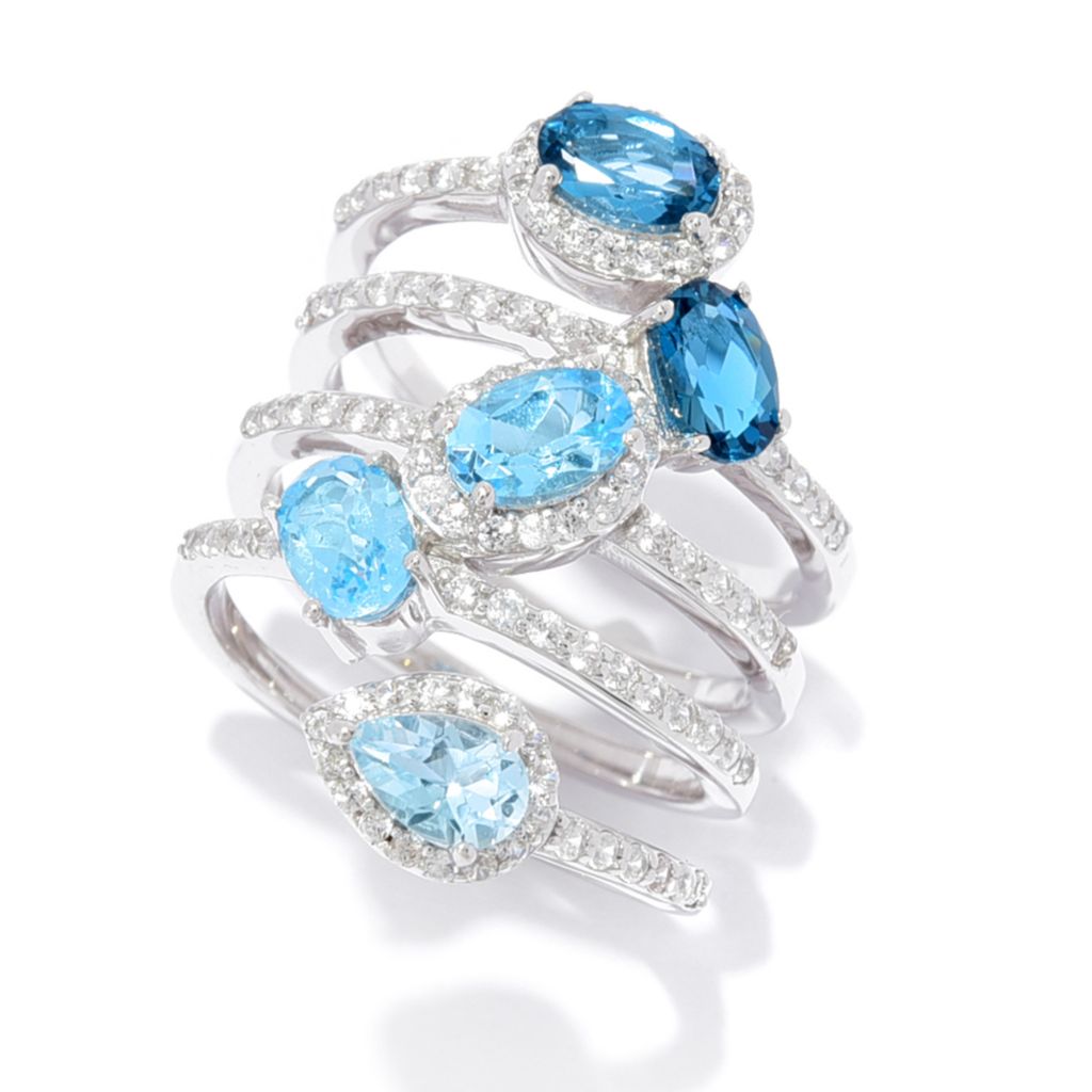 Gem Treasures Choice of Ombre Gem & White Zircon Linear Wrap Ring