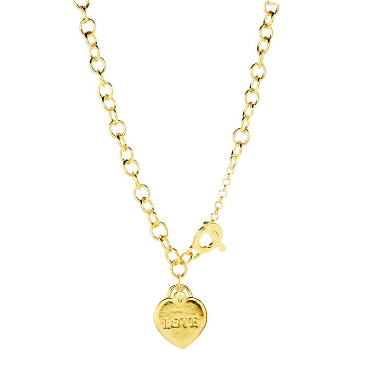 MAYAMAR 24K Gold Plated Heart Charm Rolo 18"+1" Toggle Necklace