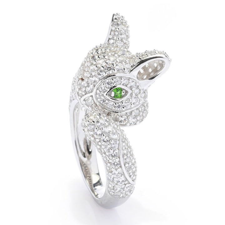 Platinum Plated Choice of Gem Pave Bunny Rabbit Ring