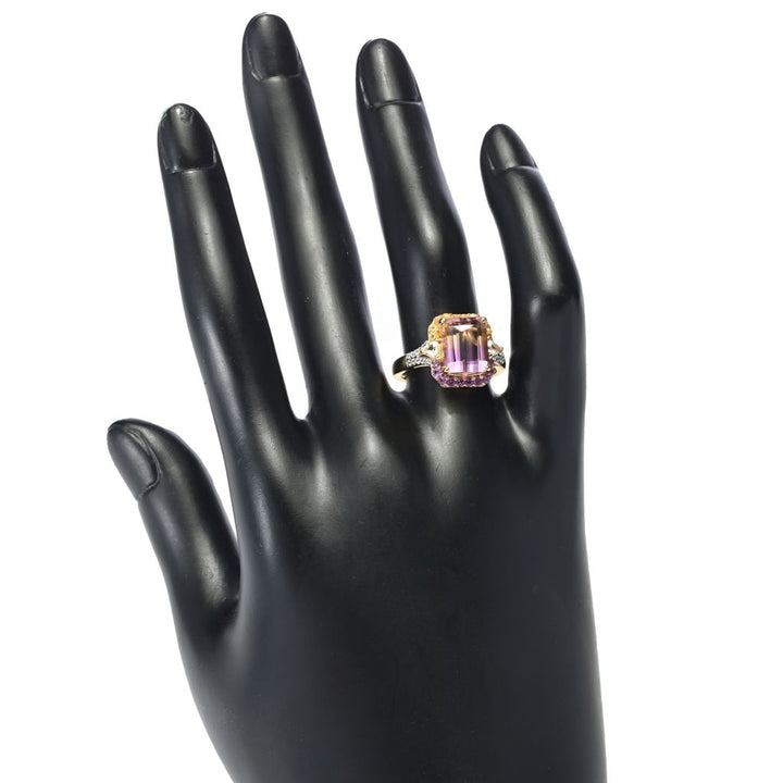 Gem Treasures 18K Vermeil 4.13ctw Ametrine & Multi Gemstone Ring