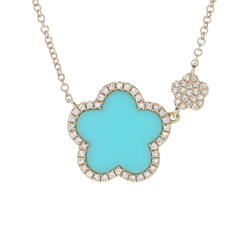 Sabrina Designs 14K Gold Choice of Gem & Diamond Flower Necklace