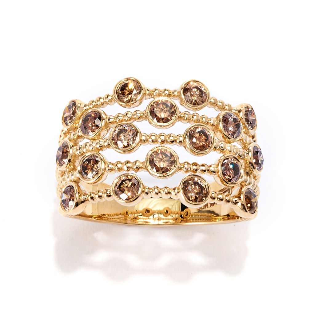 Gems of Distinction 14K Gold 1.29ctw Champagne Diamond 5-Row Ring