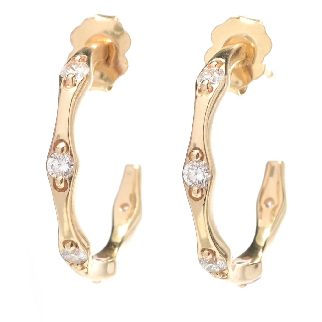Gems of Distinction 14K Gold Polished 0.44ctw Diamond Hoop Earrings