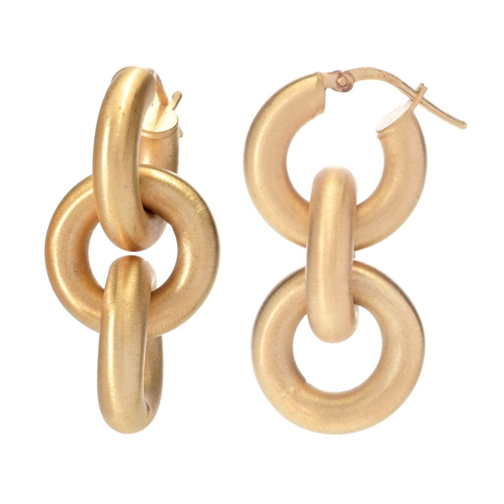 Toscana Italiana 18K Gold Plated Setosa Rolo Triple Link Earrings