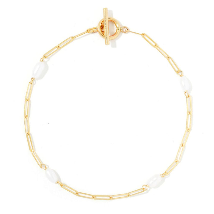 Stefano Oro 14K Gold Pearl Choice of Size Paperclip Bracelet