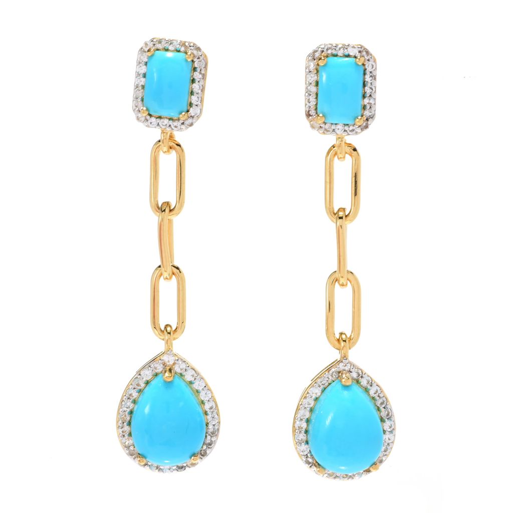 Gem Treasures Sleeping Beauty Turquoise & White Zircon Earrings