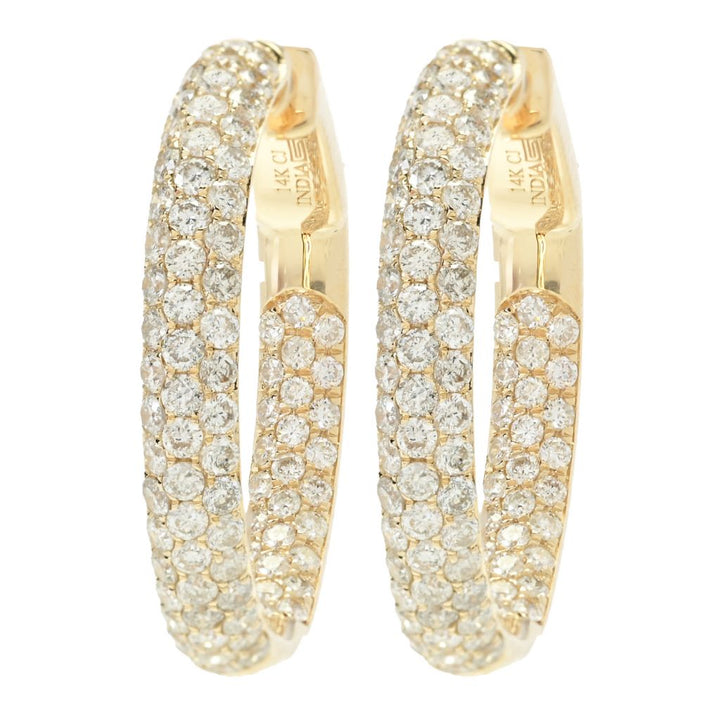 Gems of Distinction 14K Gold 1.90ctw Diamond Pave Hoop Earrings