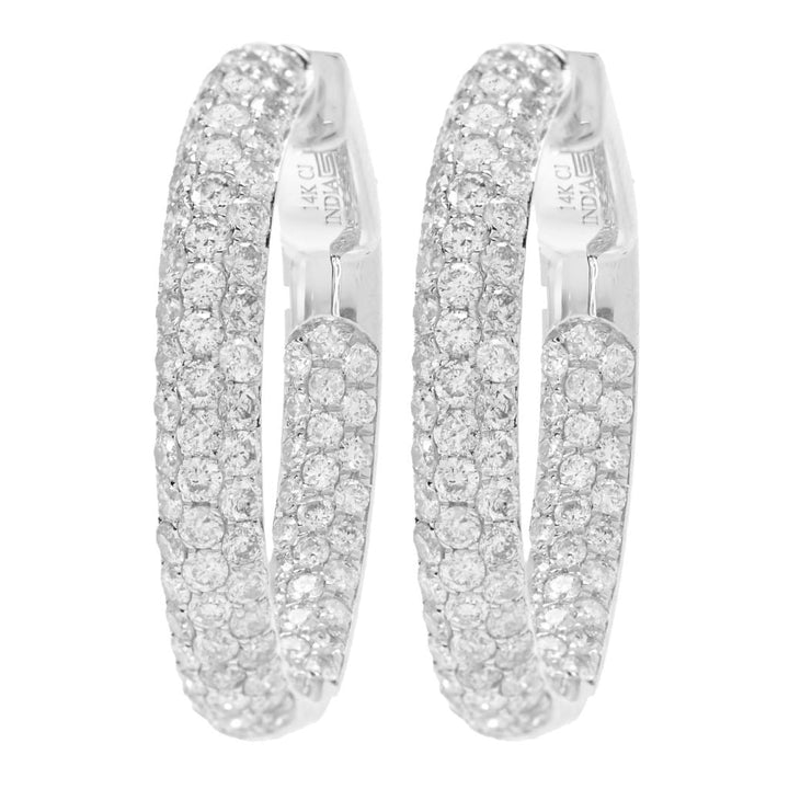 Gems of Distinction 14K Gold 1.90ctw Diamond Pave Hoop Earrings
