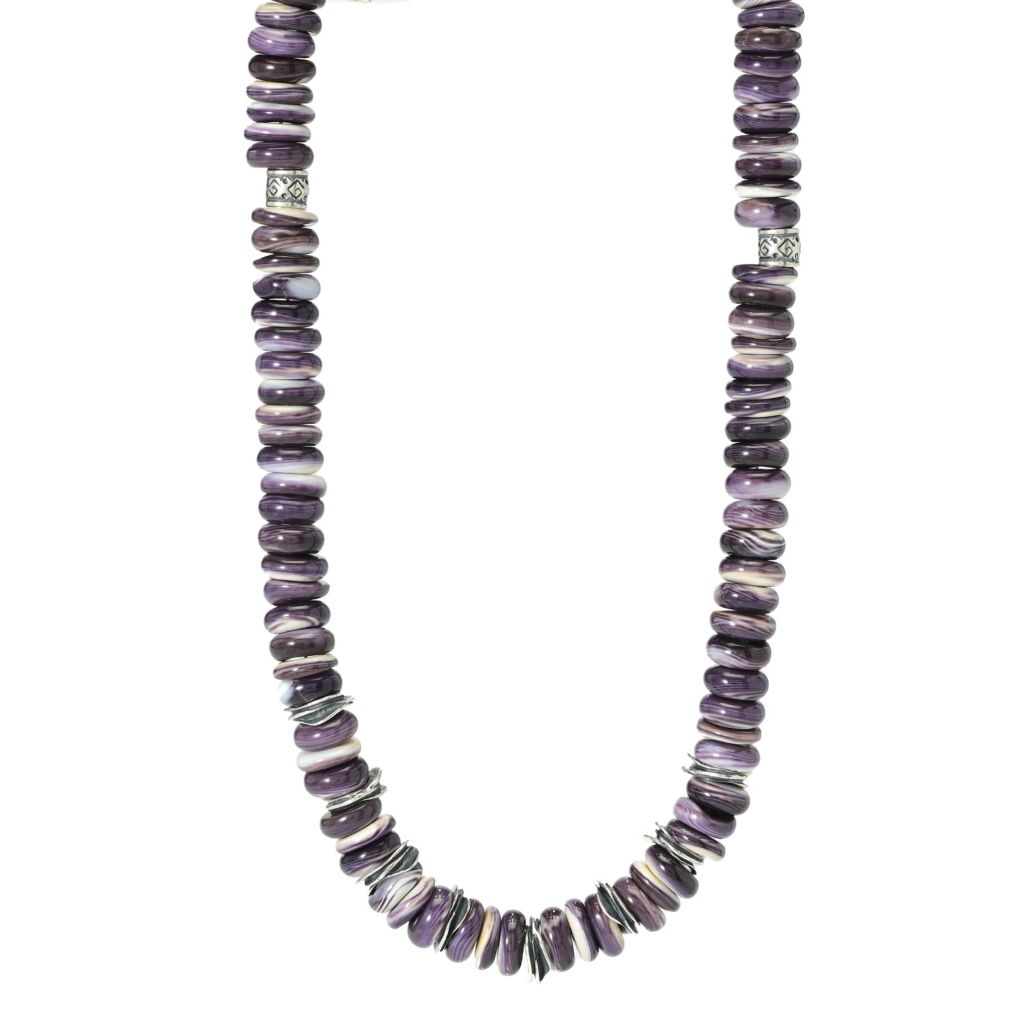 Southwest Elements Sterling Silver Wampum Shell Rondelle Bead Necklace