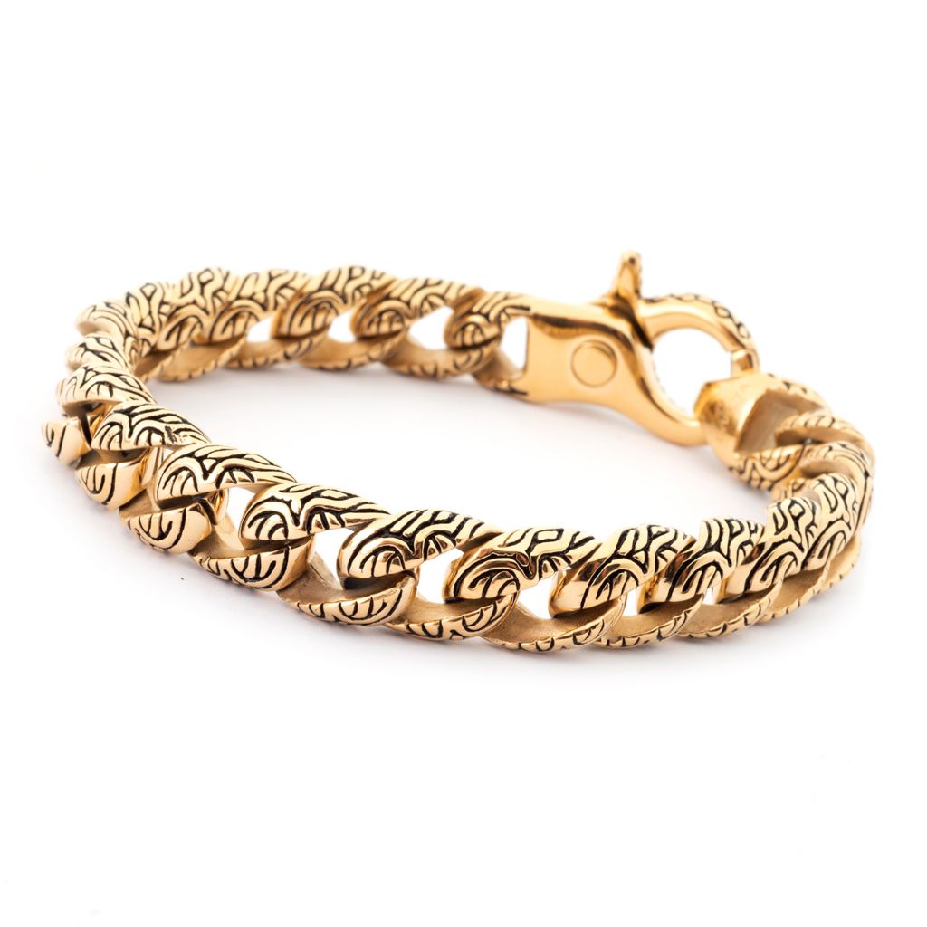 Invicta Men's Stainless Steel Choice of Size Detailed Curb Link Bracelet