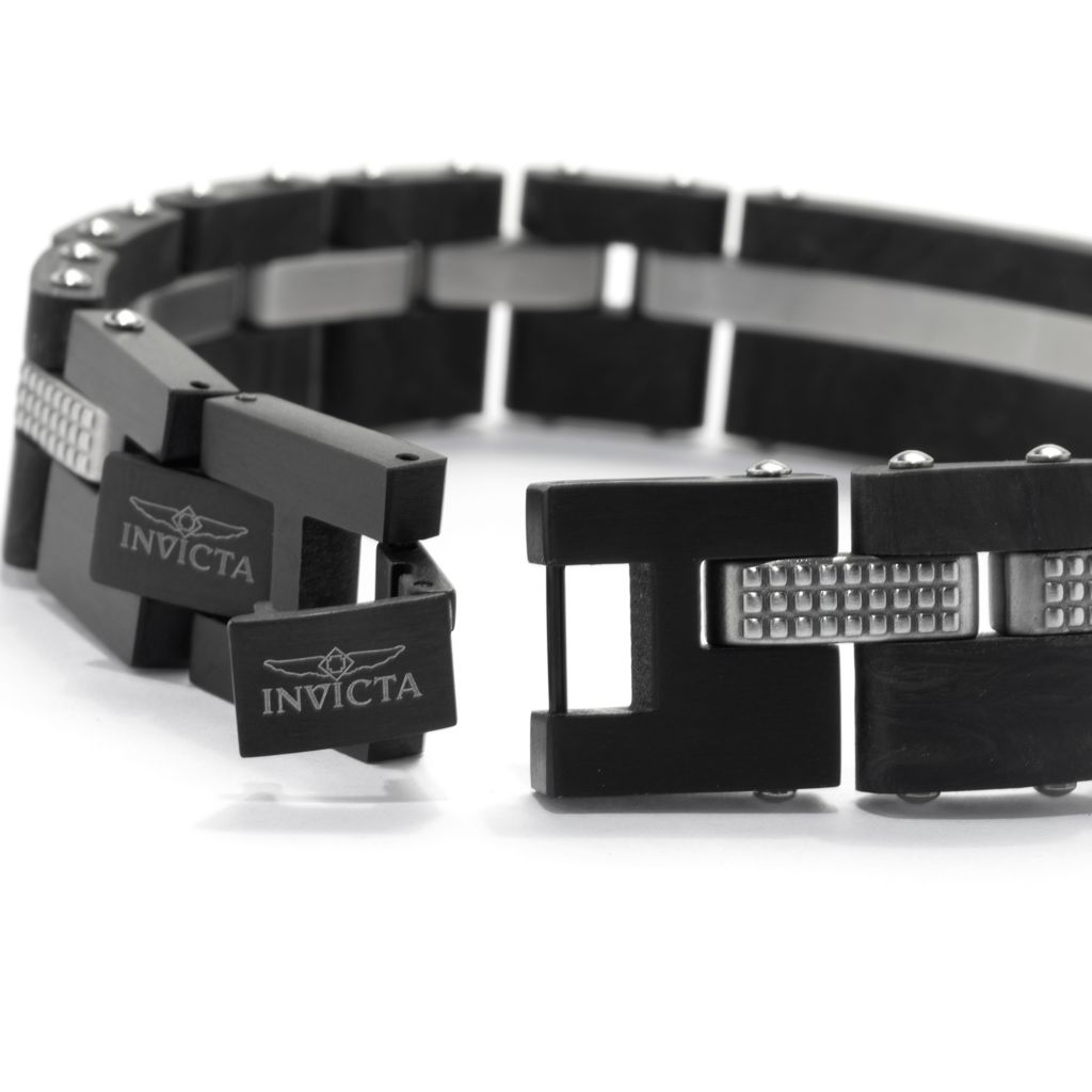 Invicta Men's 8.5" Forged Carbon 0.09 DEW Simulated Diamond Bracelet