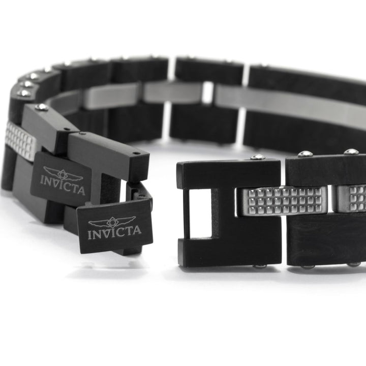 Invicta Men's 8.5" Forged Carbon 0.09 DEW Simulated Diamond Bracelet