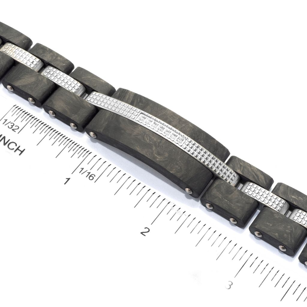 Invicta Men's 8.5" Forged Carbon 0.09 DEW Simulated Diamond Bracelet