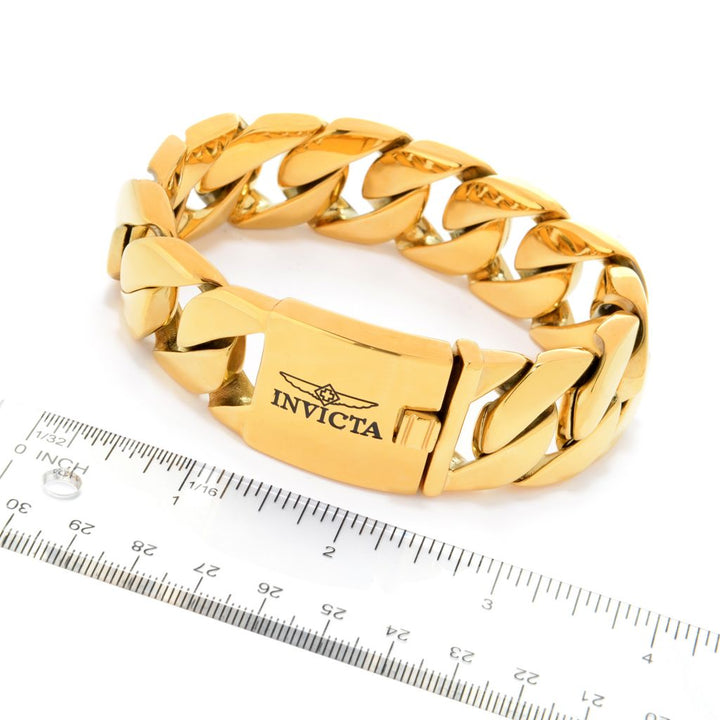 Invicta Men's Stainless Steel Choice of Length Curb Link Chain Bracelet