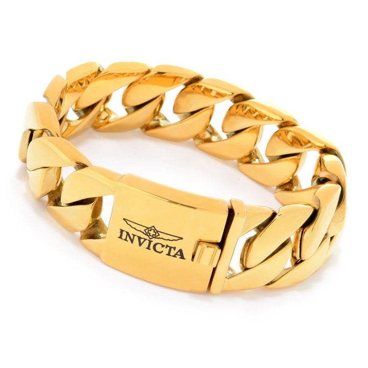 Invicta Men's Stainless Steel Choice of Length Curb Link Chain Bracelet