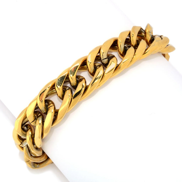 Invicta Men's Stainless Steel Beveled Cuban Curb Chain Bracelet