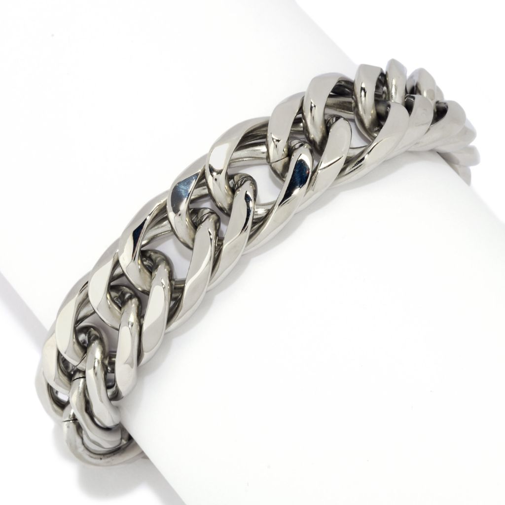 Invicta Men's Stainless Steel Beveled Cuban Curb Chain Bracelet