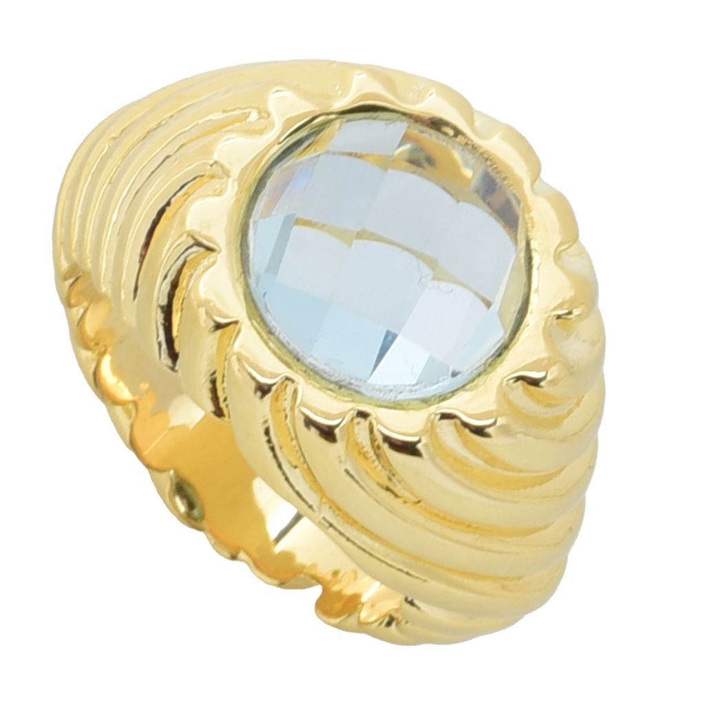 Toscana Italiana 18K Gold Plated Twist Texture Choice of Gem Ring