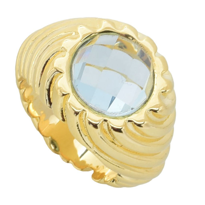 Toscana Italiana 18K Gold Plated Twist Texture Choice of Gem Ring