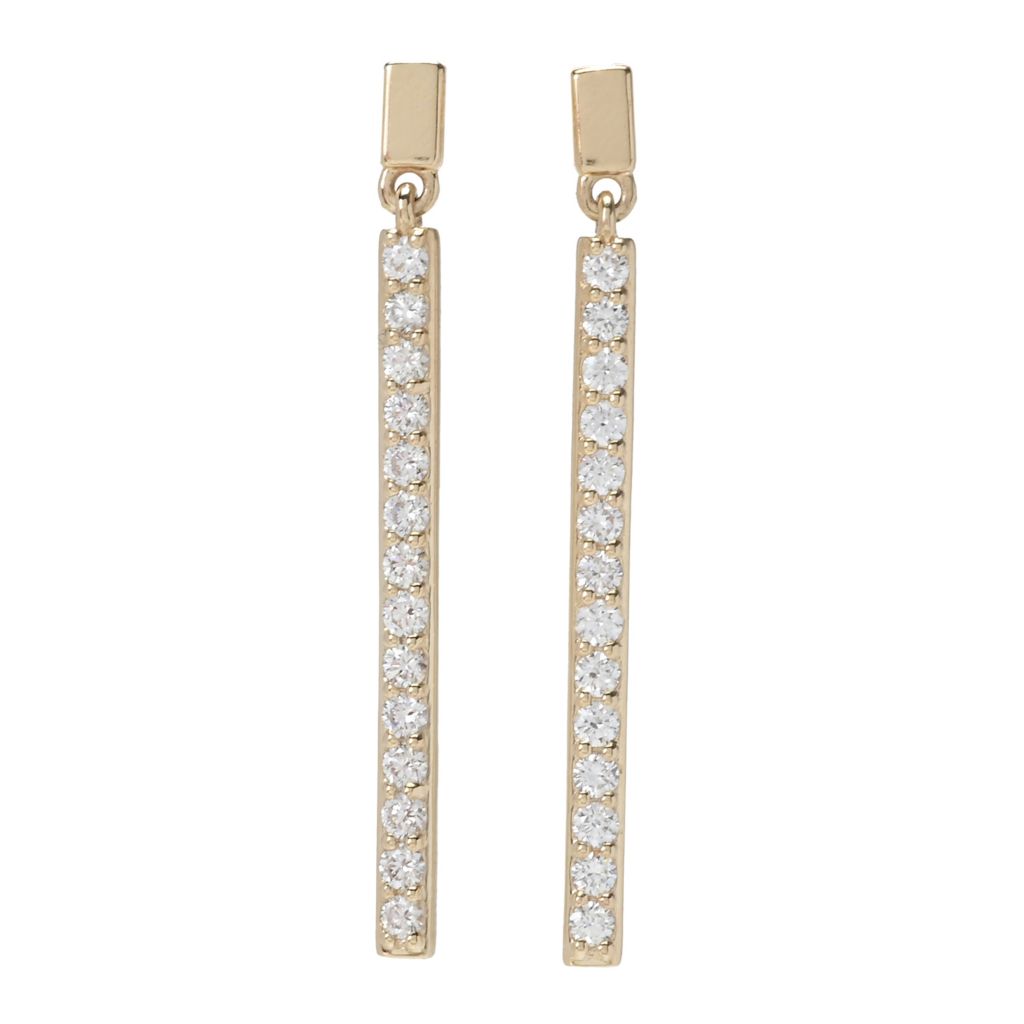 Beverly Hills Elegance 14K Gold 1.12ctw Diamond Bar Drop Earrings