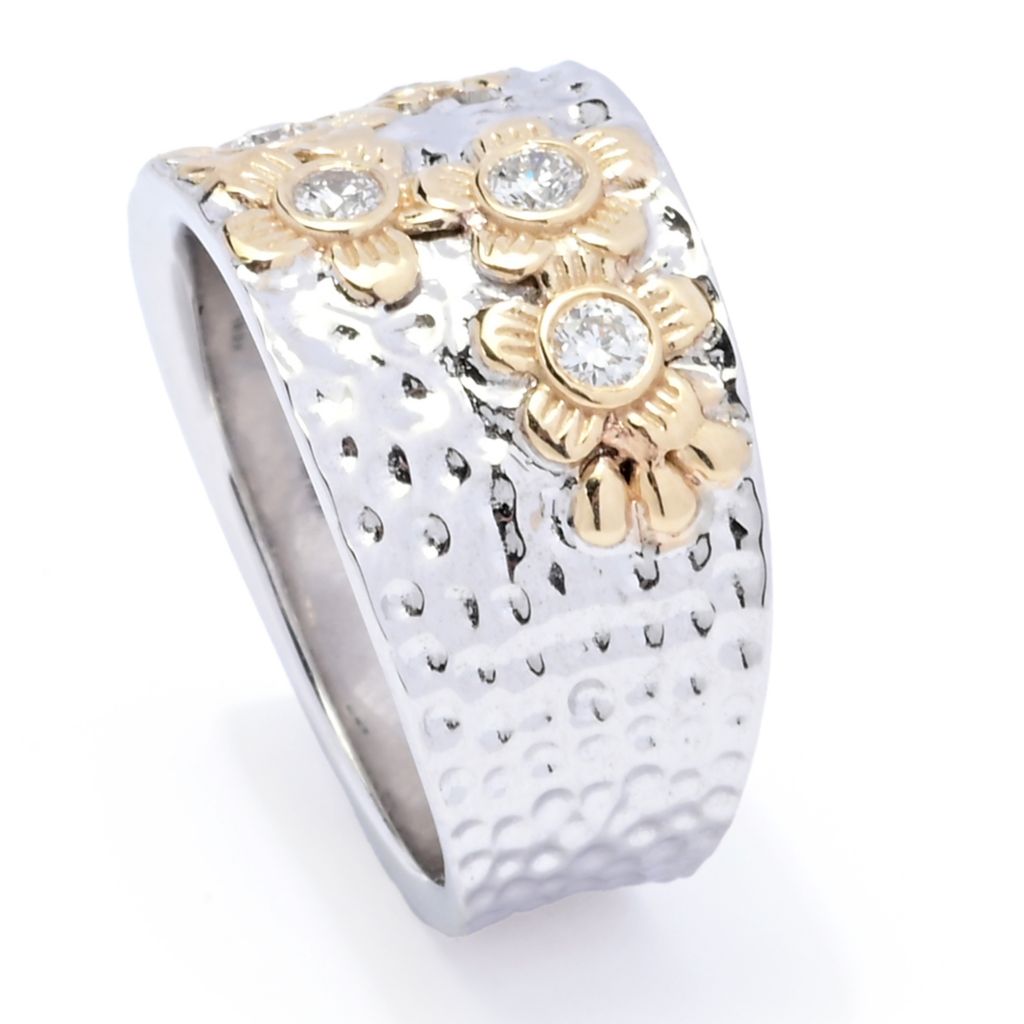 Beverly Hills Elegance 14K Gold 0.24ctw Diamond Butterfly Garden Ring