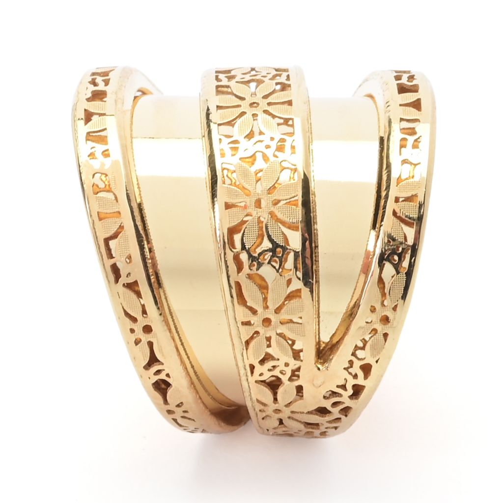 Stefano Oro 14K Gold "Fiori Ricami" Overlay Tapered Ring