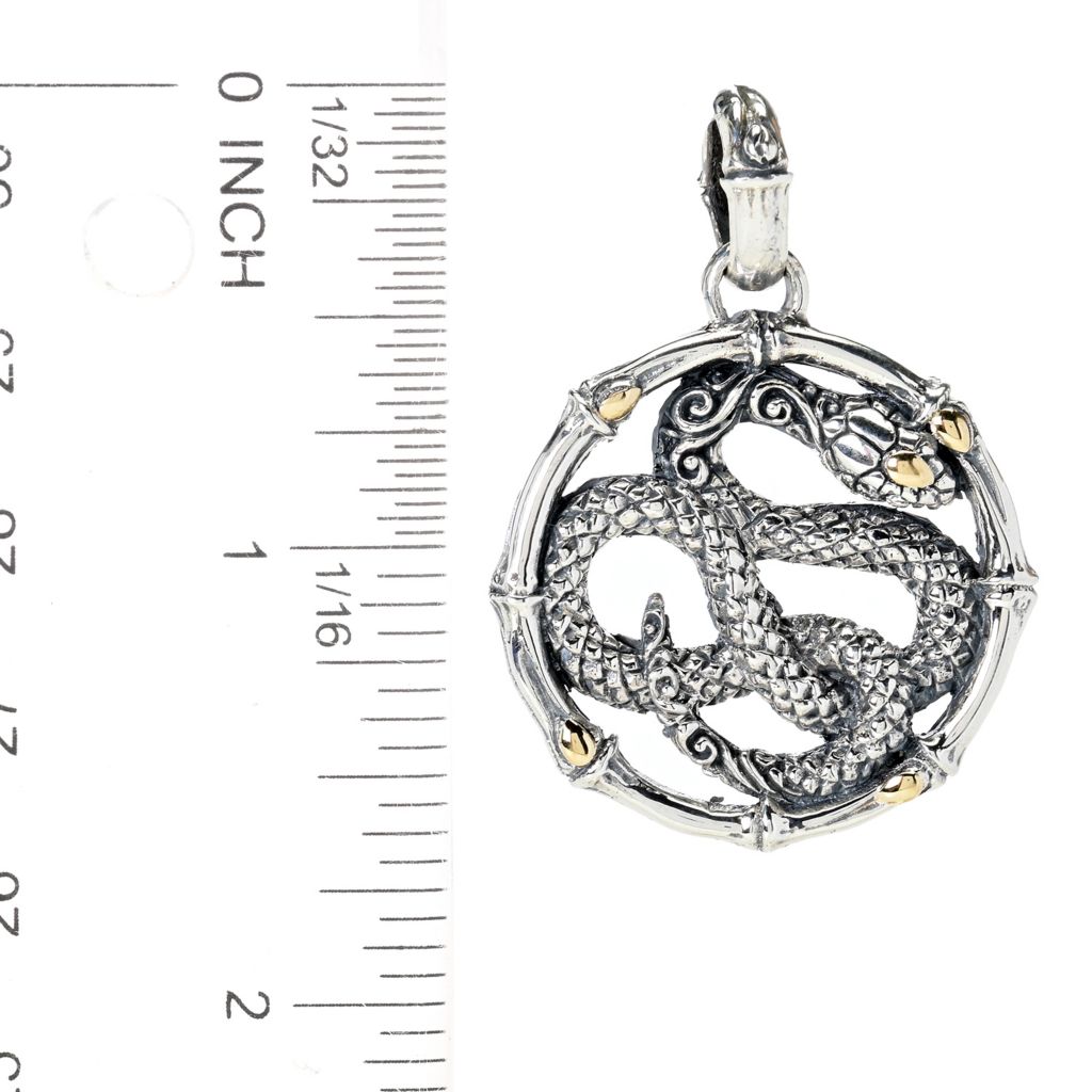 Artisan Silver by Samuel B. 18K Gold Accented Round Snake Pendant