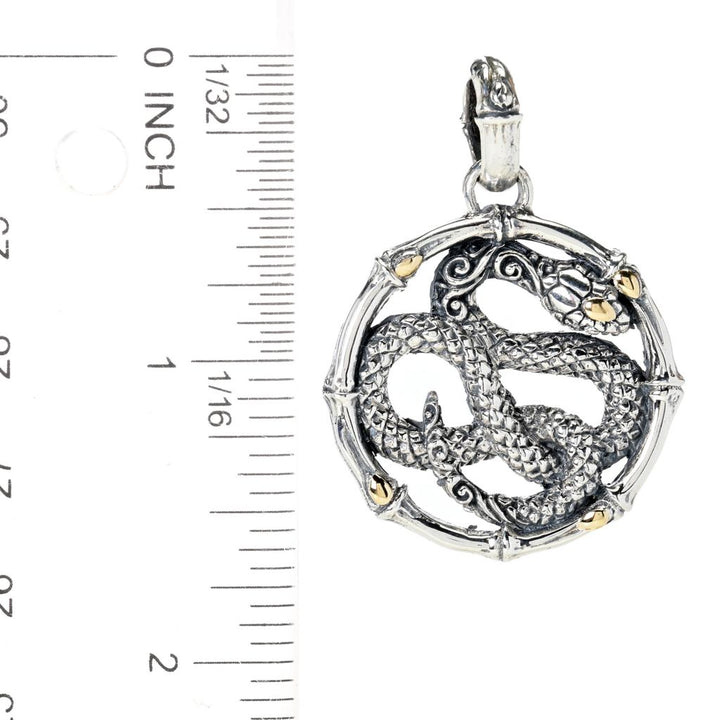 Artisan Silver by Samuel B. 18K Gold Accented Round Snake Pendant