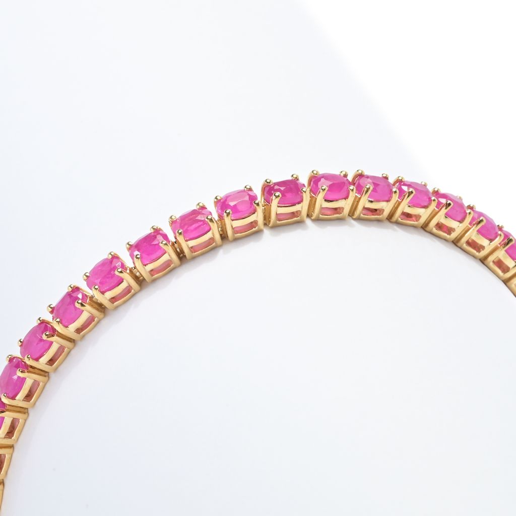 Gem Treasures 18K Vermeil Burmese Ruby Choice of Size Tennis Bracelet