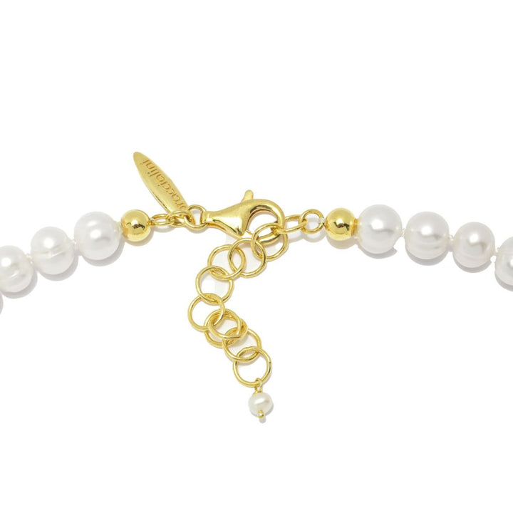 Graziella 23K Gold Plated Cultured Pearl & Simulated Diamond Bee Necklace