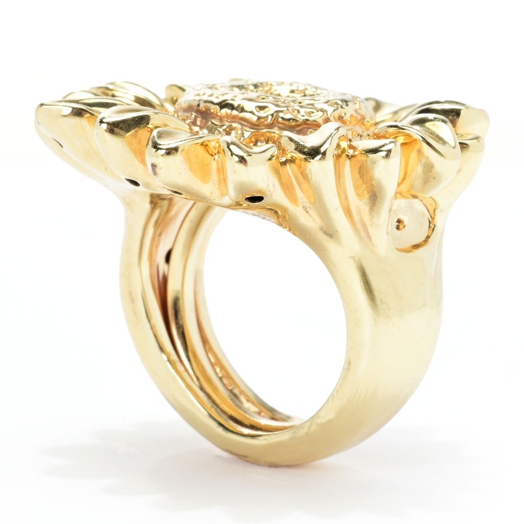 Graziella 23K Gold Plated Electroform Polished Sunflower Ring