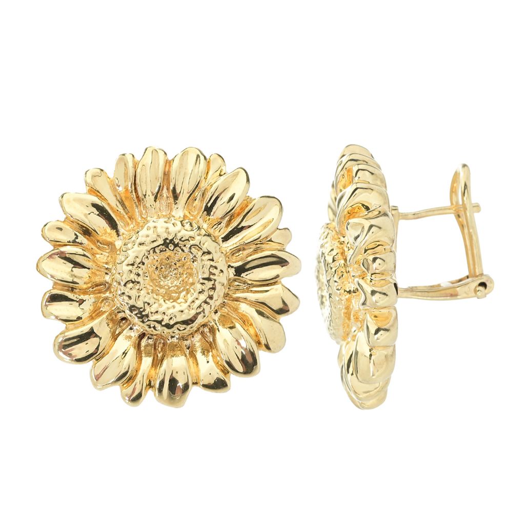 Graziella 23K Gold Plated Electroform Sunflower Stud Earrings