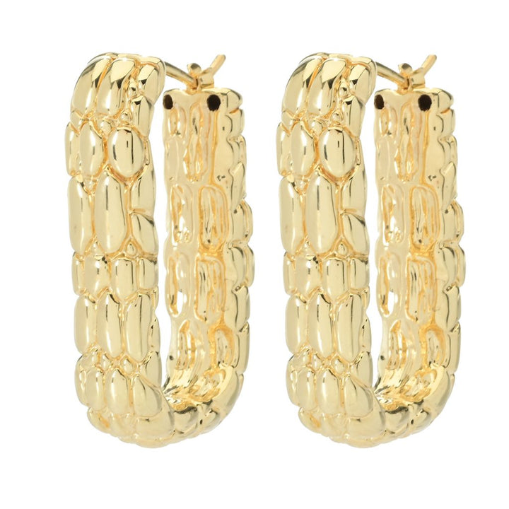 Graziella 23K Gold Plated Electroform Textured Paperclip Earrings